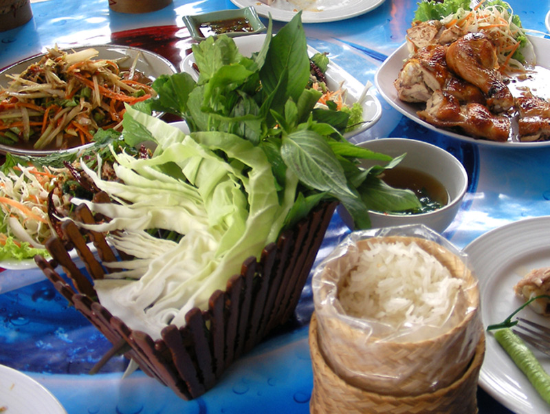 Pak: (Greens) Cabbage with Sticky Rice